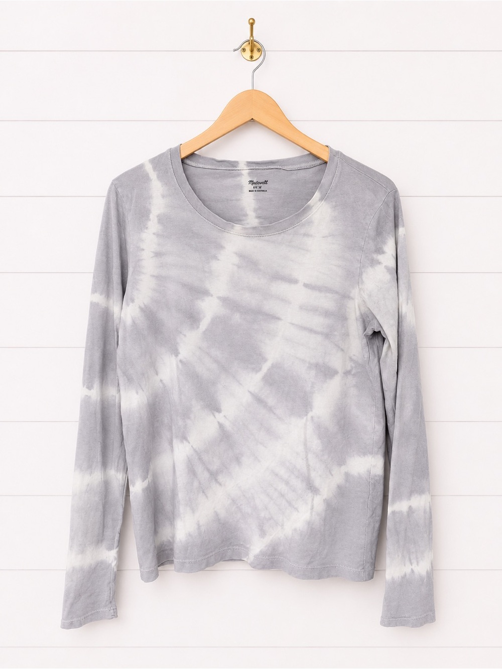 Madewell Light Gray & White Tie-Dye Long Sleeve Size M